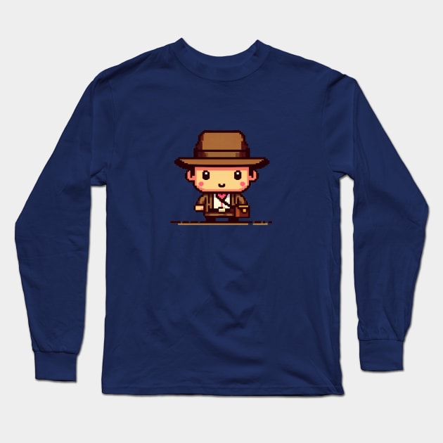 Dr. Henry Walton "Indiana" Jones Jr. 8Bit Long Sleeve T-Shirt by nerd.collect